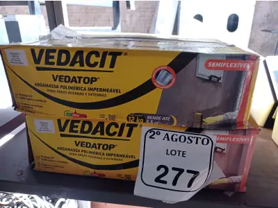 LOTE 277 - 02 VEDACIT ARGAMASSA POLIMÉRICA IMPERMEÁVEL 12KGS CADA. (NO ESTADO) ATENÇÃO! FAZER A VISITAÇÃO ANTES DE ARREMATAR, NÃO SABEMOS SE FUNCIONA. LEILÃO NÃO TEM GARANTIA E NEM DEVOLUÇÃO, SUJEITO A POSSÍVEIS AVARIAS VISÍVEIS/OCULTAS E/OU AUSÊNCIA DE COMPONENTES.
