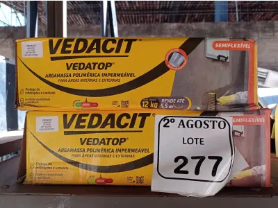 LOTE 277 - 02 VEDACIT ARGAMASSA POLIMÉRICA IMPERMEÁVEL 12KGS CADA. (NO ESTADO) ATENÇÃO! FAZER A VISITAÇÃO ANTES DE ARREMATAR, NÃO SABEMOS SE FUNCIONA. LEILÃO NÃO TEM GARANTIA E NEM DEVOLUÇÃO, SUJEITO A POSSÍVEIS AVARIAS VISÍVEIS/OCULTAS E/OU AUSÊNCIA DE COMPONENTES.