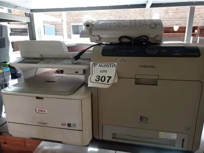 LOTE 307 - 01 APARELHO DE FAX, 02 IMPRESSORAS SENDO UMA SAMSUMG COLORIDA MODELO CLT670ND E UMA MULTIFUNCIONAL OK. (NO ESTADO) ATENÇÃO! FAZER A VISITAÇÃO ANTES DE ARREMATAR, NÃO SABEMOS SE FUNCIONA. LEILÃO NÃO TEM GARANTIA E NEM DEVOLUÇÃO, SUJEITO A POSSÍVEIS AVARIAS VISÍVEIS/OCULTAS E/OU AUSÊNCIA DE COMPONENTES.