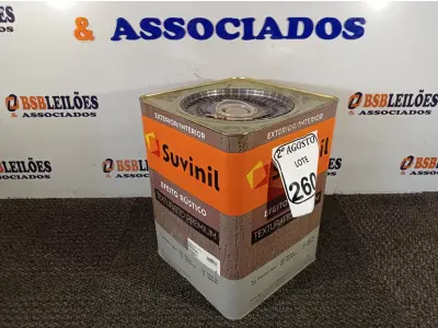 LOTE 260 - 01 LATA DE TINTA TEXTURATTO PREMIUM EFEITO RÚSTICO INTERIOR/EXTERIOR SUVINIL 25KG. (NO ESTADO) ATENÇÃO! FAZER A VISITAÇÃO ANTES DE ARREMATAR, NÃO SABEMOS SE FUNCIONA. LEILÃO NÃO TEM GARANTIA E NEM DEVOLUÇÃO, SUJEITO A POSSÍVEIS AVARIAS VISÍVEIS/OCULTAS E/OU AUSÊNCIA DE COMPONENTES.