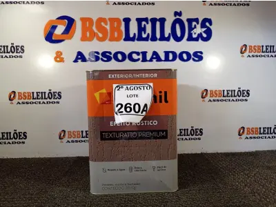 LOTE 260 - 01 LATA DE TINTA TEXTURATTO PREMIUM EFEITO RÚSTICO INTERIOR/EXTERIOR SUVINIL 25KG. (NO ESTADO) ATENÇÃO! FAZER A VISITAÇÃO ANTES DE ARREMATAR, NÃO SABEMOS SE FUNCIONA. LEILÃO NÃO TEM GARANTIA E NEM DEVOLUÇÃO, SUJEITO A POSSÍVEIS AVARIAS VISÍVEIS/OCULTAS E/OU AUSÊNCIA DE COMPONENTES.
