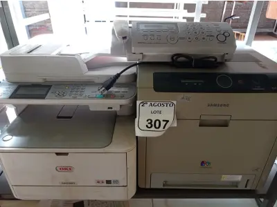 LOTE 307 - 01 APARELHO DE FAX, 02 IMPRESSORAS SENDO UMA SAMSUMG COLORIDA MODELO CLT670ND E UMA MULTIFUNCIONAL OK. (NO ESTADO) ATENÇÃO! FAZER A VISITAÇÃO ANTES DE ARREMATAR, NÃO SABEMOS SE FUNCIONA. LEILÃO NÃO TEM GARANTIA E NEM DEVOLUÇÃO, SUJEITO A POSSÍVEIS AVARIAS VISÍVEIS/OCULTAS E/OU AUSÊNCIA DE COMPONENTES.