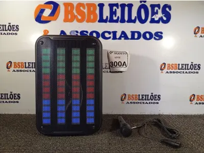 LOTE 300 - 01 RADIO PORTÁTIL RGB COM BLUETOOTH. (NO ESTADO) ATENÇÃO! FAZER A VISITAÇÃO ANTES DE ARREMATAR, NÃO SABEMOS SE FUNCIONA. LEILÃO NÃO TEM GARANTIA E NEM DEVOLUÇÃO, SUJEITO A POSSÍVEIS AVARIAS VISÍVEIS/OCULTAS E/OU AUSÊNCIA DE COMPONENTES.
