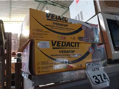 LOTE 374 - 02 CAIXAS DE VEDACIT ARGAMASSA POLIMÉRICA IMPERMEÁVEL 12KG CADA. (NO ESTADO) ATENÇÃO! FAZER A VISITAÇÃO ANTES DE ARREMATAR, NÃO SABEMOS SE FUNCIONA. LEILÃO NÃO TEM GARANTIA E NEM DEVOLUÇÃO, SUJEITO A POSSÍVEIS AVARIAS VISÍVEIS/OCULTAS E/OU AUSÊNCIA DE COMPONENTES.