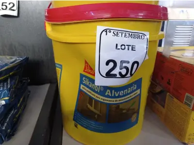 LOTE 250 - 02 BALDES SIKANOL ALVENARIA ADITIVO PLASTIFICANTE PARA ARGAMASSA, ASSENTAMENTOS E REBOCO 18L CADA. (NO ESTADO) ATENÇÃO! FAZER A VISITAÇÃO ANTES DE ARREMATAR, NÃO SABEMOS SE FUNCIONA. LEILÃO NÃO TEM GARANTIA E NEM DEVOLUÇÃO, SUJEITO A POSSÍVEIS AVARIAS VISÍVEIS/OCULTAS E/OU AUSÊNCIA DE COMPONENTES.