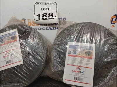 LOTE 188 - 03 ROLOS FIXADOR DE MANTA TERMICA P/ TELHADO 20M COBERFOIL. (NO ESTADO) ATENÇÃO! FAZER A VISITAÇÃO ANTES DE ARREMATAR, NÃO SABEMOS SE FUNCIONA. LEILÃO NÃO TEM GARANTIA E NEM DEVOLUÇÃO, SUJEITO A POSSÍVEIS AVARIAS VISÍVEIS/OCULTAS E/OU AUSÊNCIA DE COMPONENTES.