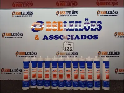 LOTE 136 - 12 CARTUCHOS DE SELANTE PUFIXA DE 400G CADA. (NO ESTADO) ATENÇÃO! FAZER A VISITAÇÃO ANTES DE ARREMATAR, NÃO SABEMOS SE FUNCIONA. LEILÃO NÃO TEM GARANTIA E NEM DEVOLUÇÃO, SUJEITO A POSSÍVEIS AVARIAS VISÍVEIS/OCULTAS E/OU AUSÊNCIA DE COMPONENTES.