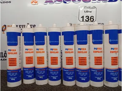 LOTE 136 - 12 CARTUCHOS DE SELANTE PUFIXA DE 400G CADA. (NO ESTADO) ATENÇÃO! FAZER A VISITAÇÃO ANTES DE ARREMATAR, NÃO SABEMOS SE FUNCIONA. LEILÃO NÃO TEM GARANTIA E NEM DEVOLUÇÃO, SUJEITO A POSSÍVEIS AVARIAS VISÍVEIS/OCULTAS E/OU AUSÊNCIA DE COMPONENTES.