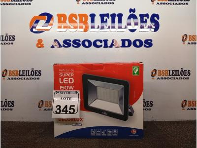 LOTE 345 - 01 REFLETOR DECORLED SUPERLED 220V 150W LUZ BRANCA DECORLUX NOVO (NO ESTADO) ATENÇÃO! FAZER A VISITAÇÃO ANTES DE ARREMATAR, NÃO SABEMOS SE FUNCIONA. LEILÃO NÃO TEM GARANTIA E NEM DEVOLUÇÃO, SUJEITO A POSSÍVEIS AVARIAS VISÍVEIS/OCULTAS E/OU AUSÊNCIA DE COMPONENTES.