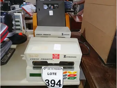 LOTE 394 - 02 RELÓGIOS DE PONTO MARCA CHRONOS E 01 MIMEOGRAFO MARCA FACIT. (NO ESTADO) ATENÇÃO! FAZER A VISITAÇÃO ANTES DE ARREMATAR, NÃO SABEMOS SE FUNCIONA. LEILÃO NÃO TEM GARANTIA E NEM DEVOLUÇÃO, SUJEITO A POSSÍVEIS AVARIAS VISÍVEIS/OCULTAS E/OU AUSÊNCIA DE COMPONENTES.