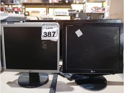 LOTE 387 - 07 MONITORES LCD MARCAS E MODELOS DIVERSOS PARA A RETIRADA DE PEÇAS. (NO ESTADO) ATENÇÃO! FAZER A VISITAÇÃO ANTES DE ARREMATAR, NÃO SABEMOS SE FUNCIONA. LEILÃO NÃO TEM GARANTIA E NEM DEVOLUÇÃO, SUJEITO A POSSÍVEIS AVARIAS VISÍVEIS/OCULTAS E/OU AUSÊNCIA DE COMPONENTES.