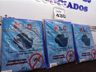 LOTE 430 - 03 CAPAS DE PROTEÇÃO P/ CAIXA D`ÁGUA KLC PVC REFORÇADA 100% POLIESTER. (NO ESTADO) ATENÇÃO! FAZER A VISITAÇÃO ANTES DE ARREMATAR, NÃO SABEMOS SE FUNCIONA. LEILÃO NÃO TEM GARANTIA E NEM DEVOLUÇÃO, SUJEITO A POSSÍVEIS AVARIAS VISÍVEIS/OCULTAS E/OU AUSÊNCIA DE COMPONENTES.