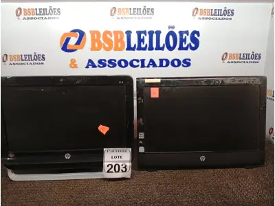 LOTE 203 - 02 ALL IN ONE HP P/ RETIRADA DE PEÇAS. (NO ESTADO) ATENÇÃO! FAZER A VISITAÇÃO ANTES DE ARREMATAR, NÃO SABEMOS SE FUNCIONA. LEILÃO NÃO TEM GARANTIA E NEM DEVOLUÇÃO, SUJEITO A POSSÍVEIS AVARIAS VISÍVEIS/OCULTAS E/OU AUSÊNCIA DE COMPONENTES.
