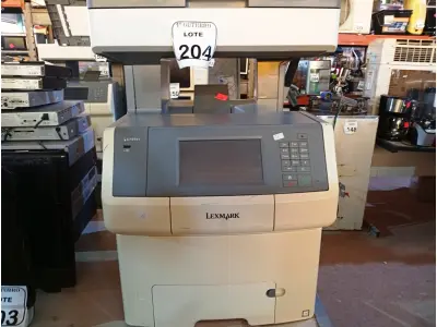 LOTE 204 - 01 IMPRESSORA MULTIFUNCIONAL LEXMARK X748TE COM AVARIAS. (NO ESTADO) ATENÇÃO! FAZER A VISITAÇÃO ANTES DE ARREMATAR, NÃO SABEMOS SE FUNCIONA. LEILÃO NÃO TEM GARANTIA E NEM DEVOLUÇÃO, SUJEITO A POSSÍVEIS AVARIAS VISÍVEIS/OCULTAS E/OU AUSÊNCIA DE COMPONENTES.