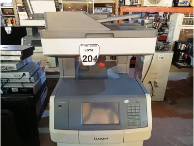 LOTE 204 - 01 IMPRESSORA MULTIFUNCIONAL LEXMARK X748TE COM AVARIAS. (NO ESTADO) ATENÇÃO! FAZER A VISITAÇÃO ANTES DE ARREMATAR, NÃO SABEMOS SE FUNCIONA. LEILÃO NÃO TEM GARANTIA E NEM DEVOLUÇÃO, SUJEITO A POSSÍVEIS AVARIAS VISÍVEIS/OCULTAS E/OU AUSÊNCIA DE COMPONENTES.