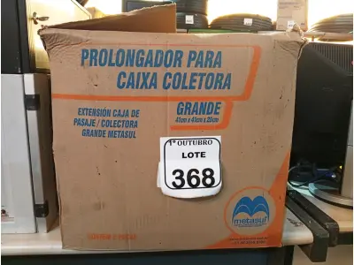 LOTE 368 - 01 PROLONGADOR P/ CAIXA COLETORA.  (NO ESTADO) ATENÇÃO! FAZER A VISITAÇÃO ANTES DE ARREMATAR, NÃO SABEMOS SE FUNCIONA. LEILÃO NÃO TEM GARANTIA E NEM DEVOLUÇÃO, SUJEITO A POSSÍVEIS AVARIAS VISÍVEIS/OCULTAS E/OU AUSÊNCIA DE COMPONENTES.