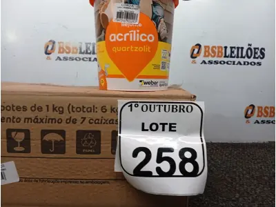 LOTE 258 - 06 REJUNTES ACRÍLICO NA COR CORDA DE 1KG CADA E 01 PAR DE LUVAS DE PANO. (NO ESTADO) ATENÇÃO! FAZER A VISITAÇÃO ANTES DE ARREMATAR, NÃO SABEMOS SE FUNCIONA. LEILÃO NÃO TEM GARANTIA E NEM DEVOLUÇÃO, SUJEITO A POSSÍVEIS AVARIAS VISÍVEIS/OCULTAS E/OU AUSÊNCIA DE COMPONENTES.