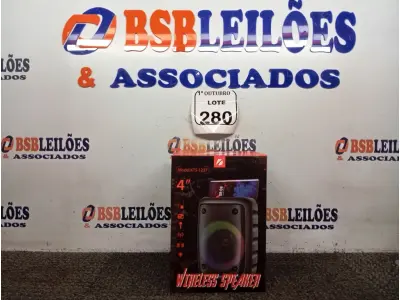 LOTE 280 - 01 CAIXA DE SOM WIRELESS SPEAKER MODELO KTS-1237(NOVO) (NO ESTADO) ATENÇÃO! FAZER A VISITAÇÃO ANTES DE ARREMATAR, NÃO SABEMOS SE FUNCIONA. LEILÃO NÃO TEM GARANTIA E NEM DEVOLUÇÃO, SUJEITO A POSSÍVEIS AVARIAS VISÍVEIS/OCULTAS E/OU AUSÊNCIA DE COMPONENTES.