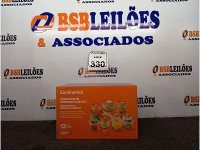 LOTE 330 - 01 CONJUNTO DE POTES DE PLÁSTICO C/ 12 UNIDADES (NOVO). (NO ESTADO) ATENÇÃO! FAZER A VISITAÇÃO ANTES DE ARREMATAR, NÃO SABEMOS SE FUNCIONA. LEILÃO NÃO TEM GARANTIA E NEM DEVOLUÇÃO, SUJEITO A POSSÍVEIS AVARIAS VISÍVEIS/OCULTAS E/OU AUSÊNCIA DE COMPONENTES.