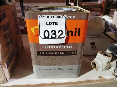 LOTE 032 - 01 LATA DE TINTA TEXTURATTO PREMIUM EFEITO RÚSTICO INTERIOR/EXTERIOR SUVINIL 25KG. (NO ESTADO) ATENÇÃO! FAZER A VISITAÇÃO ANTES DE ARREMATAR, NÃO SABEMOS SE FUNCIONA. LEILÃO NÃO TEM GARANTIA E NEM DEVOLUÇÃO, SUJEITO A POSSÍVEIS AVARIAS VISÍVEIS/OCULTAS E/OU AUSÊNCIA DE COMPONENTES.EIS AVARIAS VISÍVEIS/OCULTAS E/OU AUSÊNCIA DE COMPONENTES.