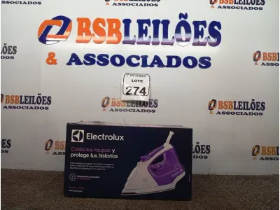 LOTE 274 - 01 FERRO DE PASSAR ROUPAS A VAPOR ELECTROLUX COR BRANCA C/ ROXO (NOVO). (NO ESTADO) ATENÇÃO! FAZER A VISITAÇÃO ANTES DE ARREMATAR, NÃO SABEMOS SE FUNCIONA. LEILÃO NÃO TEM GARANTIA E NEM DEVOLUÇÃO, SUJEITO A POSSÍVEIS AVARIAS VISÍVEIS/OCULTAS E/OU AUSÊNCIA DE COMPONENTES.