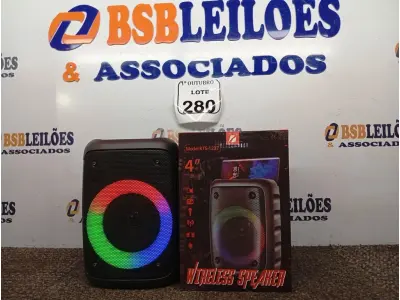 LOTE 280 - 01 CAIXA DE SOM WIRELESS SPEAKER MODELO KTS-1237(NOVO) (NO ESTADO) ATENÇÃO! FAZER A VISITAÇÃO ANTES DE ARREMATAR, NÃO SABEMOS SE FUNCIONA. LEILÃO NÃO TEM GARANTIA E NEM DEVOLUÇÃO, SUJEITO A POSSÍVEIS AVARIAS VISÍVEIS/OCULTAS E/OU AUSÊNCIA DE COMPONENTES.