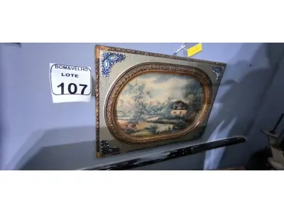LOTE 107 - 01 PAISAGEM COM VIDRO BOMBE. (NO ESTADO)
