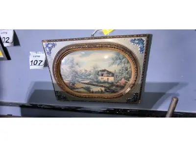 LOTE 107 - 01 PAISAGEM COM VIDRO BOMBE. (NO ESTADO)