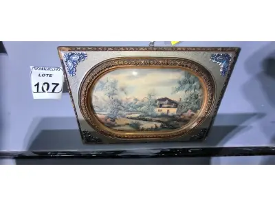 LOTE 107 - 01 PAISAGEM COM VIDRO BOMBE. (NO ESTADO)