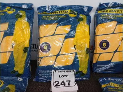 LOTE 247 - 05 MACACÕES DE SEGURANÇAS TAMANHO EXTRA G. (NO ESTADO) ATENÇÃO! FAZER A VISITAÇÃO ANTES DE ARREMATAR, NÃO SABEMOS SE FUNCIONA. LEILÃO NÃO TEM GARANTIA E NEM DEVOLUÇÃO, SUJEITO A POSSÍVEIS AVARIAS VISÍVEIS/OCULTAS E/OU AUSÊNCIA DE COMPONENTES.