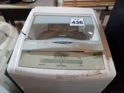 LOTE 436 - 01 MÁQUINA DE LAVAR ROUPAS BRASTEMP 06KG 220V. (NO ESTADO) ATENÇÃO! FAZER A VISITAÇÃO ANTES DE ARREMATAR, NÃO SABEMOS SE FUNCIONA. LEILÃO NÃO TEM GARANTIA E NEM DEVOLUÇÃO, SUJEITO A POSSÍVEIS AVARIAS VISÍVEIS/OCULTAS E/OU AUSÊNCIA DE COMPONENTES.