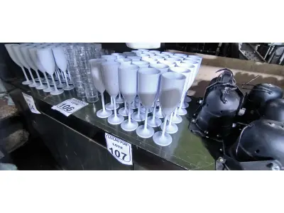 LOTE 107 - 30 TACAS EM PLÁSTICO PARA CHAMPANHEIRA COR BRANCA. (NO ESTADO) ATENÇÃO! FAZER A VISITAÇÃO ANTES DE ARREMATAR, NÃO SABEMOS SE FUNCIONA. LEILÃO NÃO TEM GARANTIA E NEM DEVOLUÇÃO, SUJEITO A POSSÍVEIS AVARIAS VISÍVEIS/OCULTAS E/OU AUSÊNCIA DE COMPONENTES.