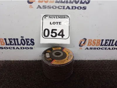 LOTE 054 - 10 DISCOS FLAP 115X22MM ÓXIDO DE ALUMÍNIO MARCA FERTAK(NOVO). (NO ESTADO) ATENÇÃO! FAZER A VISITAÇÃO ANTES DE ARREMATAR, NÃO SABEMOS SE FUNCIONA. LEILÃO NÃO TEM GARANTIA E NEM DEVOLUÇÃO, SUJEITO A POSSÍVEIS AVARIAS VISÍVEIS/OCULTAS E/OU AUSÊNCIA DE COMPONENTES.