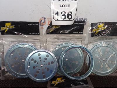 LOTE 136 - 08 TAMPAS DE RALO EM INOX(NOVO). (NO ESTADO) ATENÇÃO! FAZER A VISITAÇÃO ANTES DE ARREMATAR, NÃO SABEMOS SE FUNCIONA. LEILÃO NÃO TEM GARANTIA E NEM DEVOLUÇÃO, SUJEITO A POSSÍVEIS AVARIAS VISÍVEIS/OCULTAS E/OU AUSÊNCIA DE COMPONENTES.