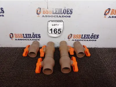 LOTE 165 - 05 REGISTROS ESFERAS DE PVC 40MM(NOVO). (NO ESTADO) ATENÇÃO! FAZER A VISITAÇÃO ANTES DE ARREMATAR, NÃO SABEMOS SE FUNCIONA. LEILÃO NÃO TEM GARANTIA E NEM DEVOLUÇÃO, SUJEITO A POSSÍVEIS AVARIAS VISÍVEIS/OCULTAS E/OU AUSÊNCIA DE COMPONENTES.