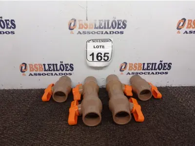 LOTE 165 - 05 REGISTROS ESFERAS DE PVC 40MM(NOVO). (NO ESTADO) ATENÇÃO! FAZER A VISITAÇÃO ANTES DE ARREMATAR, NÃO SABEMOS SE FUNCIONA. LEILÃO NÃO TEM GARANTIA E NEM DEVOLUÇÃO, SUJEITO A POSSÍVEIS AVARIAS VISÍVEIS/OCULTAS E/OU AUSÊNCIA DE COMPONENTES.