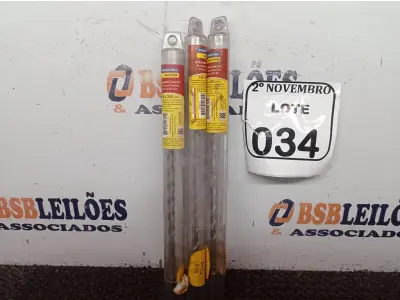 LOTE 034 - 03 BROCAS P/CONCRETO 8X260MM MARCA TRAMONTINA(NOVO). (NO ESTADO) ATENÇÃO! FAZER A VISITAÇÃO ANTES DE ARREMATAR, NÃO SABEMOS SE FUNCIONA. LEILÃO NÃO TEM GARANTIA E NEM DEVOLUÇÃO, SUJEITO A POSSÍVEIS AVARIAS VISÍVEIS/OCULTAS E/OU AUSÊNCIA DE COMPONENTES.