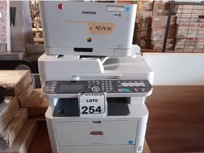 LOTE 254 - 02 IMPRESSORAS SENDO UMA MULTIFUNCIONAL OKI E A OUTRA SAMSUNG. (NO ESTADO) ATENÇÃO! FAZER A VISITAÇÃO ANTES DE ARREMATAR, NÃO SABEMOS SE FUNCIONA. LEILÃO NÃO TEM GARANTIA E NEM DEVOLUÇÃO, SUJEITO A POSSÍVEIS AVARIAS VISÍVEIS/OCULTAS E/OU AUSÊNCIA DE COMPONENTES.