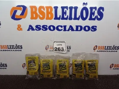 LOTE 263 - 5KG DE PREGOS MARCA GERDAU(NOVO). (NO ESTADO) ATENÇÃO! FAZER A VISITAÇÃO ANTES DE ARREMATAR, NÃO SABEMOS SE FUNCIONA. LEILÃO NÃO TEM GARANTIA E NEM DEVOLUÇÃO, SUJEITO A POSSÍVEIS AVARIAS VISÍVEIS/OCULTAS E/OU AUSÊNCIA DE COMPONENTES.