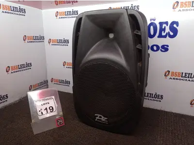 LOTE 119 - 01 CAIXA DE SOM PASSIVA MARCA PZ PRO ÁUDIO. (NO ESTADO) ATENÇÃO! FAZER A VISITAÇÃO ANTES DE ARREMATAR, NÃO SABEMOS SE FUNCIONA. LEILÃO NÃO TEM GARANTIA E NEM DEVOLUÇÃO, SUJEITO A POSSÍVEIS AVARIAS VISÍVEIS/OCULTAS E/OU AUSÊNCIA DE COMPONENTES.