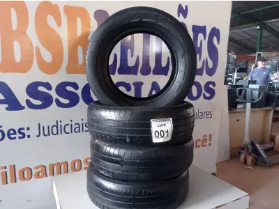 LOTE 001 - 04 PNEUS 1856515 MEIA VIDA. (NO ESTADO) ATENÇÃO! FAZER A VISITAÇÃO ANTES DE ARREMATAR, NÃO SABEMOS SE FUNCIONA. LEILÃO NÃO TEM GARANTIA E NEM DEVOLUÇÃO, SUJEITO A POSSÍVEIS AVARIAS VISÍVEIS/OCULTAS E/OU AUSÊNCIA DE COMPONENTES.