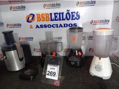 LOTE 269 - 02 MULTIPROCESSADORES DIVERSOS E 02 LIQUIDIFICADORES MARCAS E MODELOS DIVERSOS. (NO ESTADO) ATENÇÃO! FAZER A VISITAÇÃO ANTES DE ARREMATAR, NÃO SABEMOS SE FUNCIONA. LEILÃO NÃO TEM GARANTIA E NEM DEVOLUÇÃO, SUJEITO A POSSÍVEIS AVARIAS VISÍVEIS/OCULTAS E/OU AUSÊNCIA DE COMPONENTES.