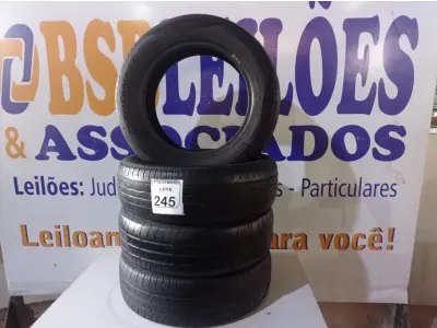 LOTE 245 - 04 PNEUS 185-65-15” USADOS. (NO ESTADO) ATENÇÃO! FAZER A VISITAÇÃO ANTES DE ARREMATAR, NÃO SABEMOS SE FUNCIONA. LEILÃO NÃO TEM GARANTIA E NEM DEVOLUÇÃO, SUJEITO A POSSÍVEIS AVARIAS VISÍVEIS/OCULTAS E/OU AUSÊNCIA DE COMPONENTES.