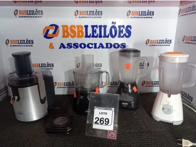 LOTE 269 - 02 MULTIPROCESSADORES DIVERSOS E 02 LIQUIDIFICADORES MARCAS E MODELOS DIVERSOS. (NO ESTADO) ATENÇÃO! FAZER A VISITAÇÃO ANTES DE ARREMATAR, NÃO SABEMOS SE FUNCIONA. LEILÃO NÃO TEM GARANTIA E NEM DEVOLUÇÃO, SUJEITO A POSSÍVEIS AVARIAS VISÍVEIS/OCULTAS E/OU AUSÊNCIA DE COMPONENTES.