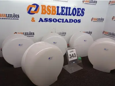 LOTE 343 - 05 DISPENSES P/PAPEL. (NO ESTADO) ATENÇÃO! FAZER A VISITAÇÃO ANTES DE ARREMATAR, NÃO SABEMOS SE FUNCIONA. LEILÃO NÃO TEM GARANTIA E NEM DEVOLUÇÃO, SUJEITO A POSSÍVEIS AVARIAS VISÍVEIS/OCULTAS E/OU AUSÊNCIA DE COMPONENTES.