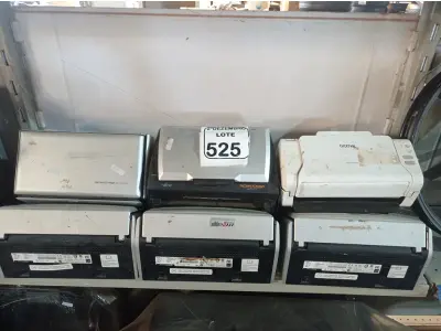 LOTE 525 - 09 SCANNERS MARCAS E MODELOS DIVERSOS. (NO ESTADO) ATENÇÃO! FAZER A VISITAÇÃO ANTES DE ARREMATAR, NÃO SABEMOS SE FUNCIONA. LEILÃO NÃO TEM GARANTIA E NEM DEVOLUÇÃO, SUJEITO A POSSÍVEIS AVARIAS VISÍVEIS/OCULTAS E/OU AUSÊNCIA DE COMPONENTES.