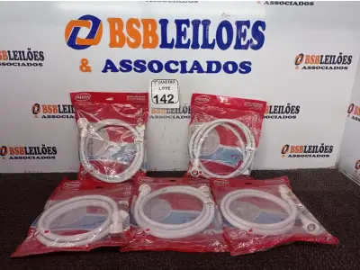 LOTE 142 - 05 ACESSÓRIOS DE ENTRADA PARA MÁQUINA DE LAVAR TRANÇADA, SENDO 04 DE 1,80M E 01 DE 1,40M. (NOVO) (NO ESTADO) ATENÇÃO! FAZER A VISITAÇÃO ANTES DE ARREMATAR, NÃO SABEMOS SE FUNCIONA. LEILÃO NÃO TEM GARANTIA E NEM DEVOLUÇÃO, SUJEITO A POSSÍVEIS AVARIAS VISÍVEIS/OCULTAS E/OU AUSÊNCIA DE COMPONENTES.