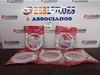 LOTE 142 - 05 ACESSÓRIOS DE ENTRADA PARA MÁQUINA DE LAVAR TRANÇADA, SENDO 04 DE 1,80M E 01 DE 1,40M. (NOVO) (NO ESTADO) ATENÇÃO! FAZER A VISITAÇÃO ANTES DE ARREMATAR, NÃO SABEMOS SE FUNCIONA. LEILÃO NÃO TEM GARANTIA E NEM DEVOLUÇÃO, SUJEITO A POSSÍVEIS AVARIAS VISÍVEIS/OCULTAS E/OU AUSÊNCIA DE COMPONENTES.