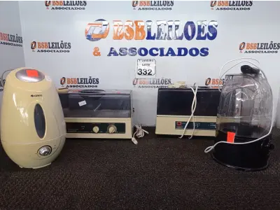 LOTE 332 - 04 UMIDIFICADORES MARCAS E MODELOS DIVERSOS. (NO ESTADO) ATENÇÃO! FAZER A VISITAÇÃO ANTES DE ARREMATAR, NÃO SABEMOS SE FUNCIONA. LEILÃO NÃO TEM GARANTIA E NEM DEVOLUÇÃO, SUJEITO A POSSÍVEIS AVARIAS VISÍVEIS/OCULTAS E/OU AUSÊNCIA DE COMPONENTES.
