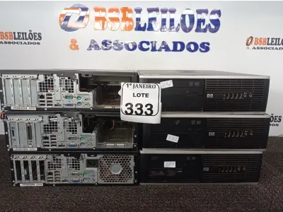 LOTE 333 - 06 CPU’S MARCA HP P/RETIRADA DE PEÇAS. (NO ESTADO) ATENÇÃO! FAZER A VISITAÇÃO ANTES DE ARREMATAR, NÃO SABEMOS SE FUNCIONA. LEILÃO NÃO TEM GARANTIA E NEM DEVOLUÇÃO, SUJEITO A POSSÍVEIS AVARIAS VISÍVEIS/OCULTAS E/OU AUSÊNCIA DE COMPONENTES.